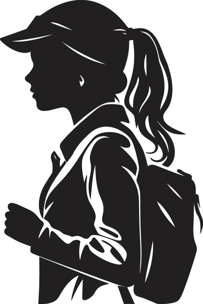 EmpowerHER Black Logo Design Icon Celebrating Female Student Excellence EduElegance Stylish Black Logo Design for Elegant Female Students vector