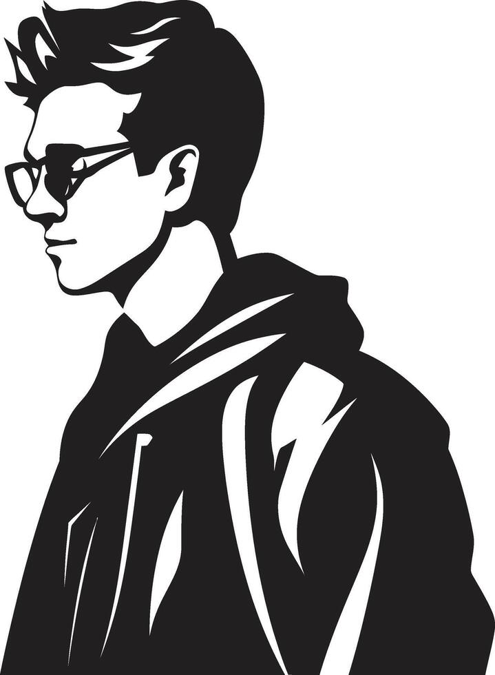 pináculo búsqueda lograr alturas con negro icono para masculino estudiantes consciente de masculinidad dinámica negro símbolo para masculino estudiante logro en logo diseño vector