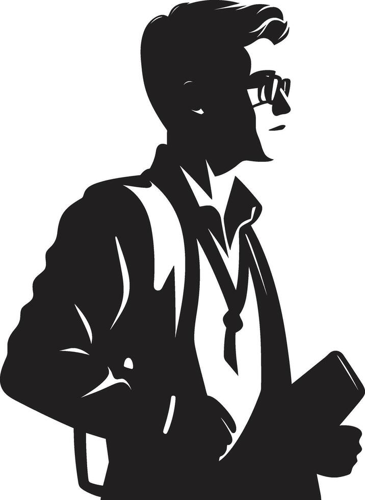 Scholarly Signature A Black Logo for Accomplished Male Students Educational Eminence Striking Black Icon Symbolizing Male Student Achievement vector