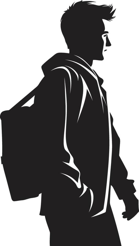 Scholarly Stature Black Logo Design Signifying Male Student Achievement Pinnacle Pursuit Achieving Heights with Black Icon for Male Students vector