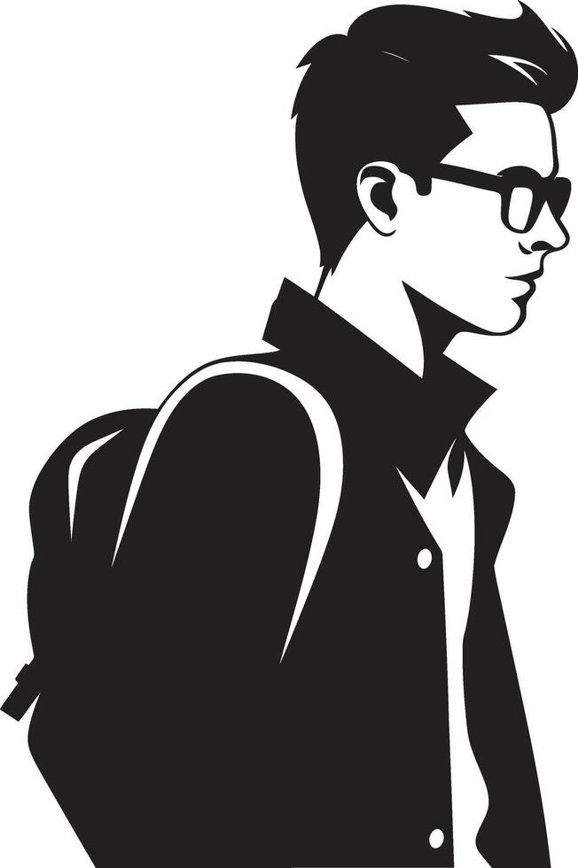 Educational Edge Vector Black Logo Design for Accomplished Male Students Majestic Minds Black Logo Icon Embodying Male Student Brilliance