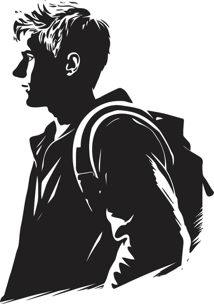 EduExcellence Symbolic Vector Black Logo for Male Student Achievement Masculine Merit Dynamic Black Icon for High Performing Male Students