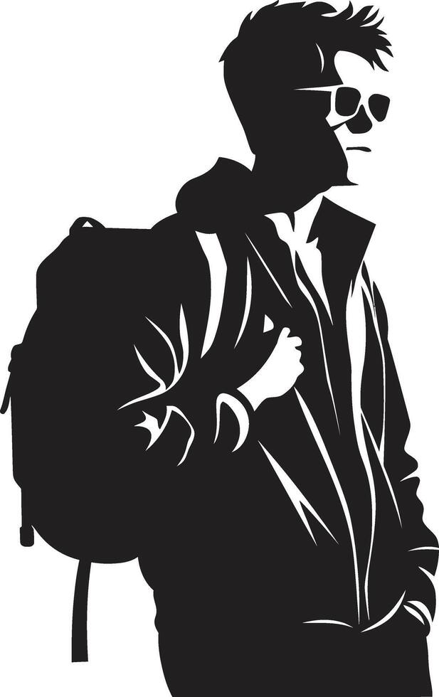 Dynamic Diplomacy Vector Black Logo Design for Goal Oriented Male Students Intrepid Intellect Sleek Black Symbol Representing Ambitious Male Students