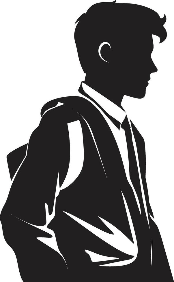 Educational Eminence Striking Black Icon Symbolizing Male Student Achievement Dynamic Diplomacy Vector Black Logo Design for Goal Oriented Male Students