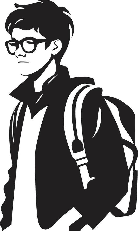 Scholarly Silhouette Black Icon Signifying Academic Excellence for Male Students Cerebral Craftsmanship A Black Vector Logo for Male Students