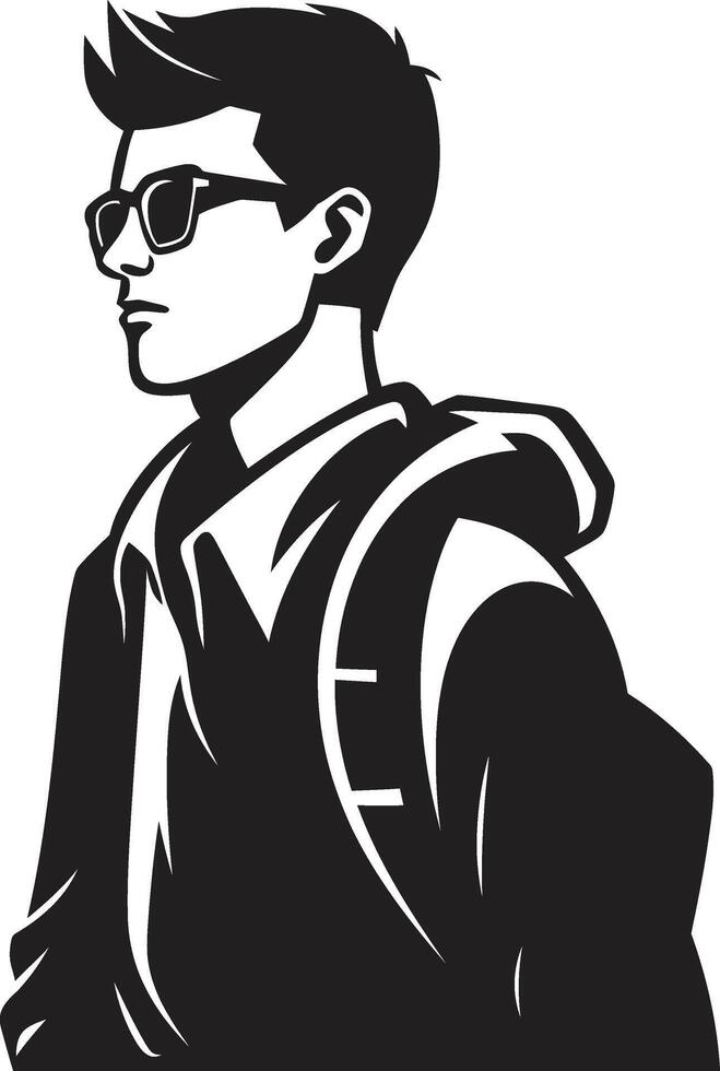 Strategic Scholar Black Logo Design for Goal Driven Male Students Mindful Masculinity Masculine Vector Symbol in Black Logo Design