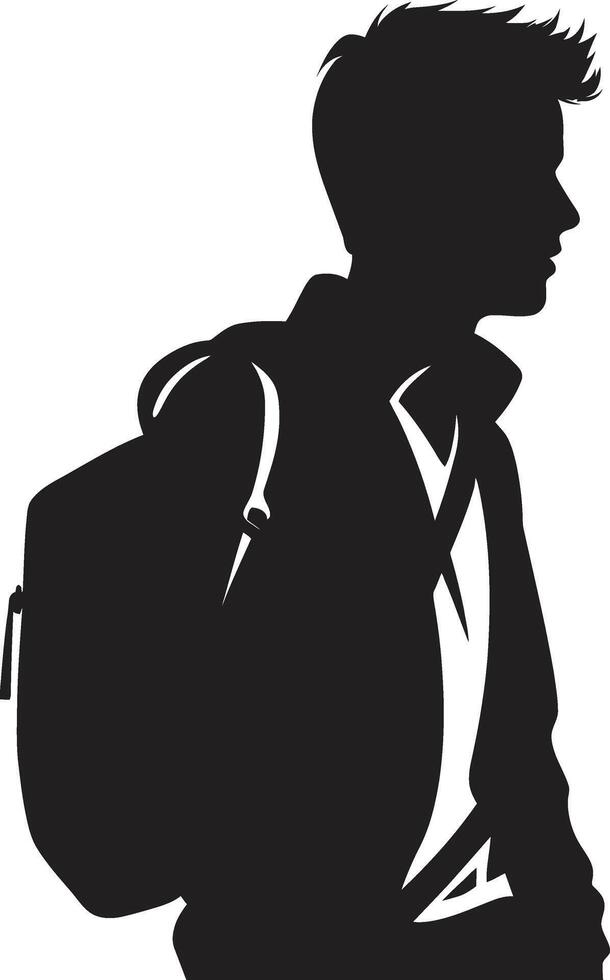 Scholarly Swagger Dynamic Vector Black Symbol for Accomplished Male Students Masterful Minds Black Logo Design Signifying Male Student Excellence