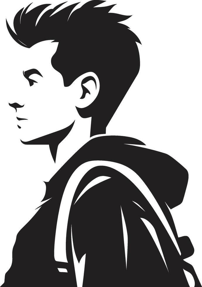 Academic Ascendancy Striking Black Icon Symbolizing Male Students Intellectual Impact Male Student Vector Black Logo Design