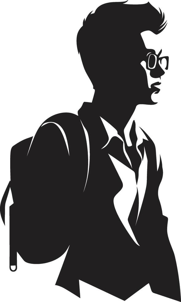 erudito firma negro icono para logrado masculino estudiantes eduelita emblema dinámica vector negro logo para alto lograr masculino estudiantes