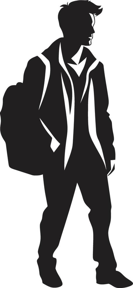 Pinnacle Precision Black Logo Icon for Goal Oriented Male Students Scholarly Swagger Dynamic Vector Black Symbol for Accomplished Male Students