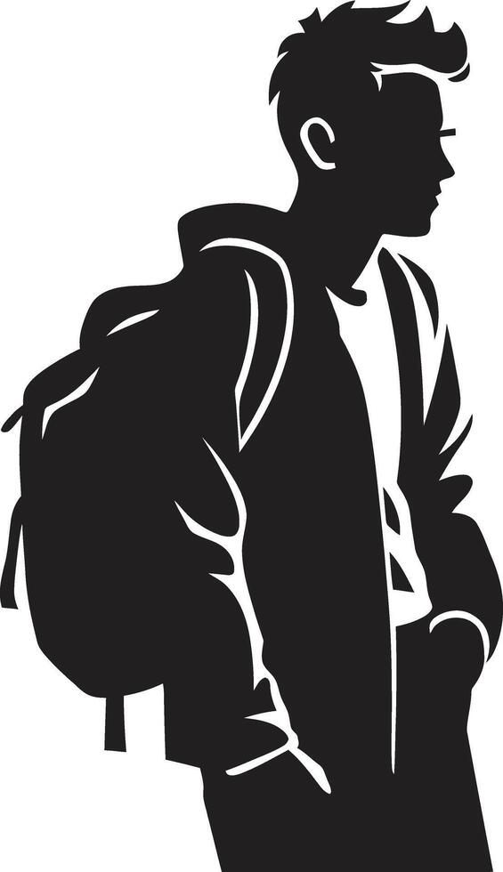 Educational Eminence Black Logo Design for Distinguished Male Students Virtuoso Vision Masculine Vector Symbol in Black Logo Design