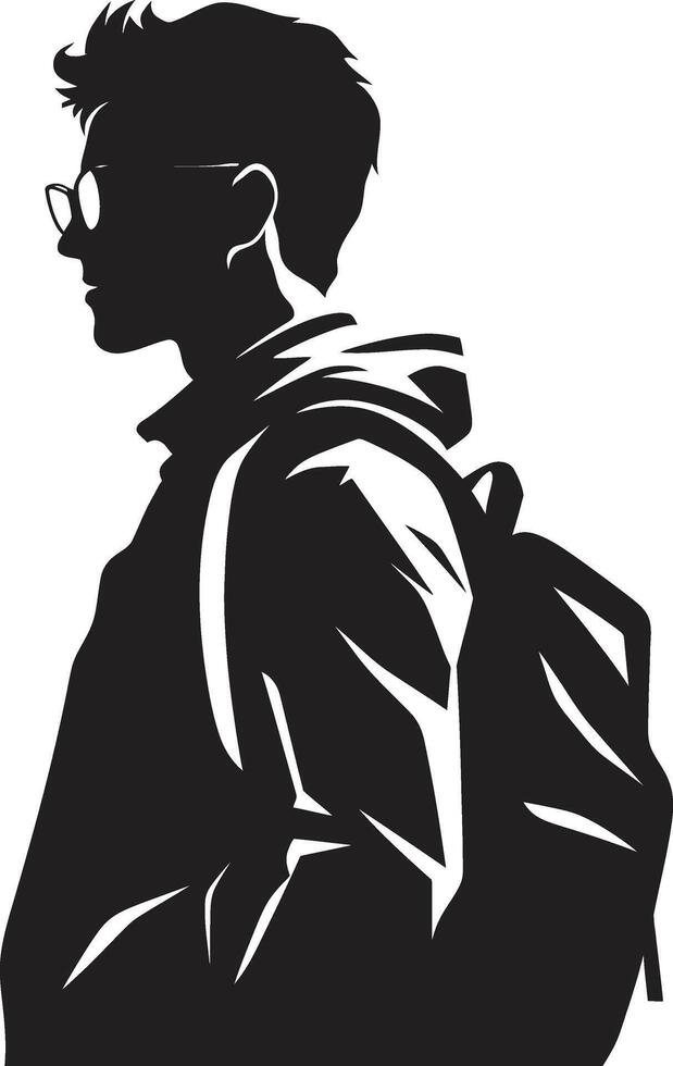 Educational Edge Vector Black Logo Design for Accomplished Male Students EduExcellence Striking Black Icon Symbolizing Male Student Achievement