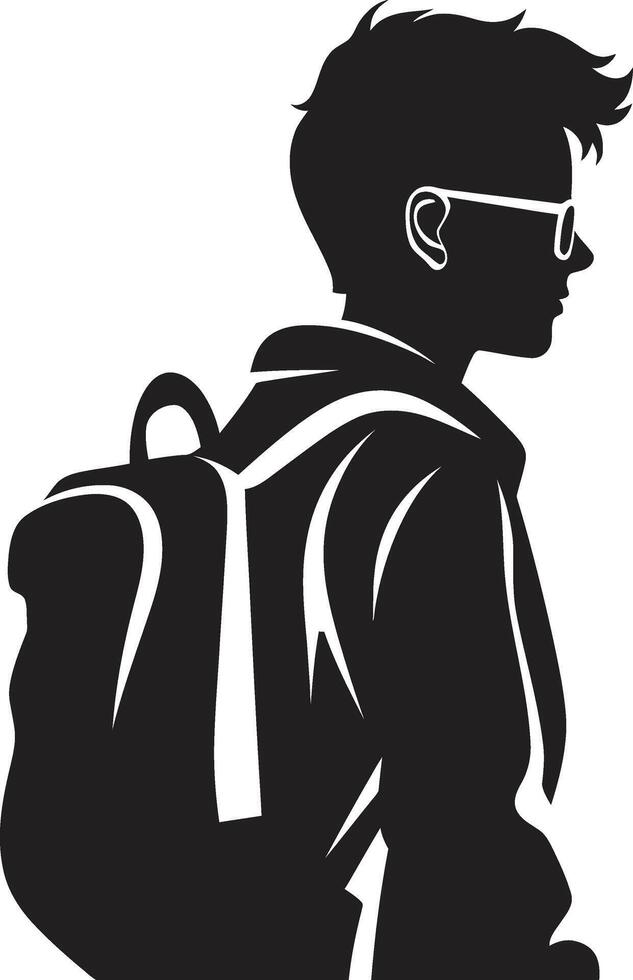 Intrepid Intellect Vector Black Logo Design for Ambitious Male Students Strategic Scholarship Black Icon Symbolizing Male Student Achievement
