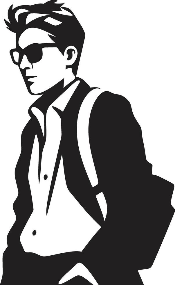 Majestic Minds Vector Black Logo Signifying Male Student Excellence Dynamic Diplomacy Black Logo Design for Accomplished Male Students