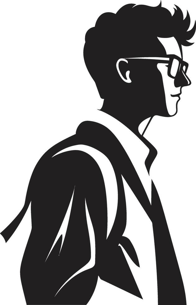 Mindful Masculinity Vector Black Symbol for Male Student Achievement Scholarly Signature Black Logo Icon of Accomplished Male Students