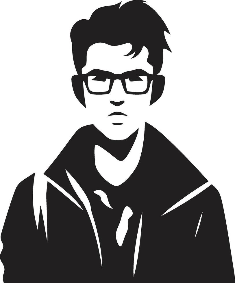 erudito pavonearse dinámica negro icono para logrado masculino estudiantes intelectual impresión masculino estudiante vector negro logo diseño