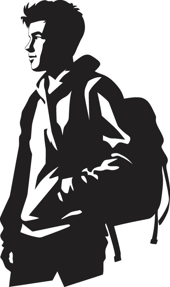Intrepid Intellect Symbolic Vector Black Logo for Ambitious Male Students Scholarly Silhouette Black Icon Signifying Academic Excellence for Male Students