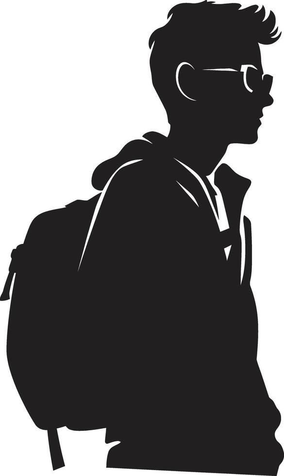Dynamic Delineation Vector Black Symbol of Male Student Excellence EduElite Emblem Black Logo Design for Distinctive Male Students
