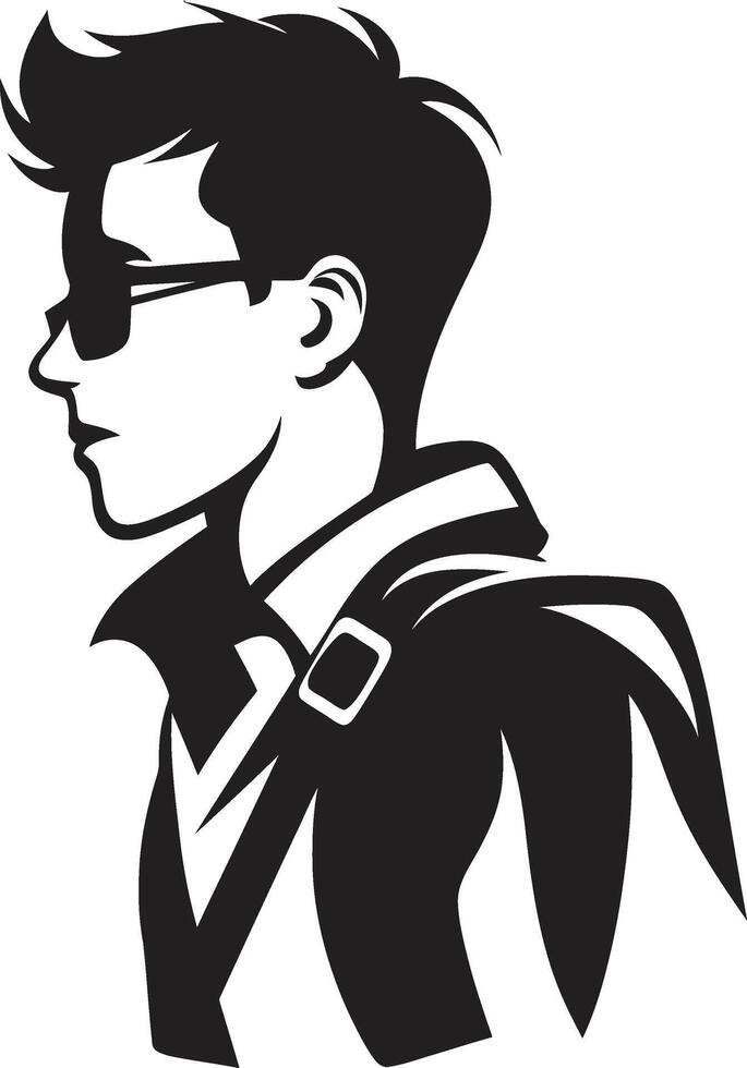 virtuoso visión masculino vector símbolo en negro logo diseño pináculo búsqueda lograr alturas con negro icono para masculino estudiantes