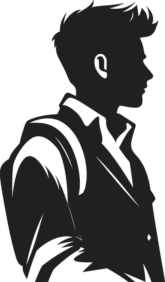 virtuoso visión masculino vector símbolo en negro logo diseño pináculo búsqueda lograr alturas con negro icono para masculino estudiantes