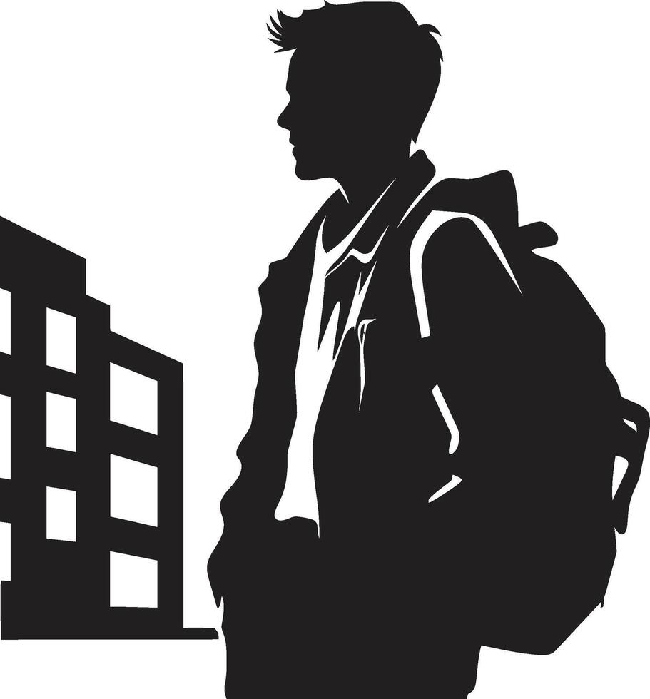 Intrepid Intellect Symbolic Vector Black Logo for Ambitious Male Students Scholarly Silhouette Black Icon Signifying Academic Excellence for Male Students