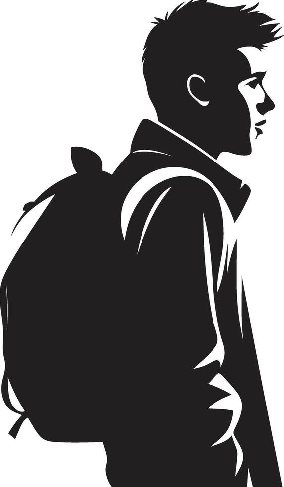 Pinnacle Pursuit Achieving Heights with Black Icon for Male Students Majestic Minds Vector Black Logo Signifying Male Student Excellence