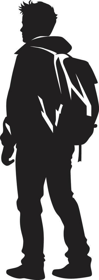 Scholarly Stature Black Logo Design Symbolizing Male Achievement Pinnacle Pursuit Vector Black Logo for Ambitious Male Students