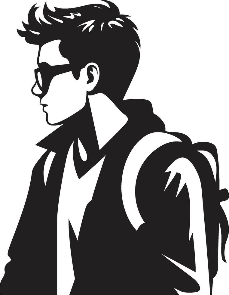 Noble Knowledge Vector Black Icon for Accomplished Male Students Strategic Scholar Black Logo Design for Goal Driven Male Students