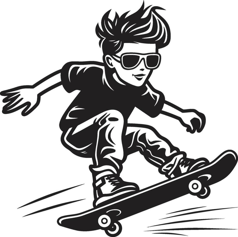 Skateboard Sonata Black Logo Design Capturing the Harmony of Riding Velocity Vanguard Iconic Vector of a Man on a Skateboard in Black