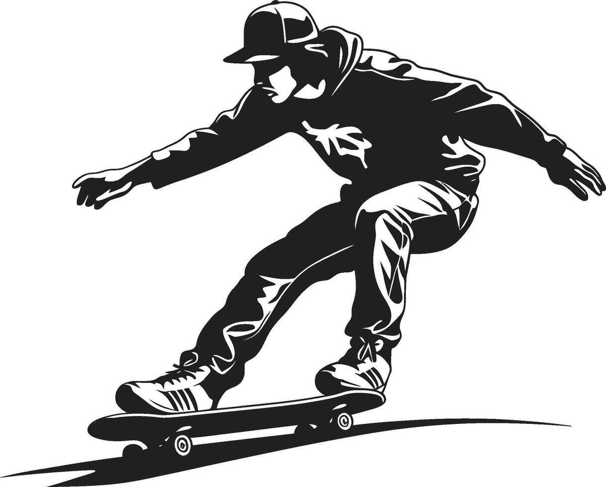 Skateboard Synchrony Black Logo Design Capturing the Harmony of Riding City Slider Vector Symbol of a Man on a Skateboard in Sleek Black