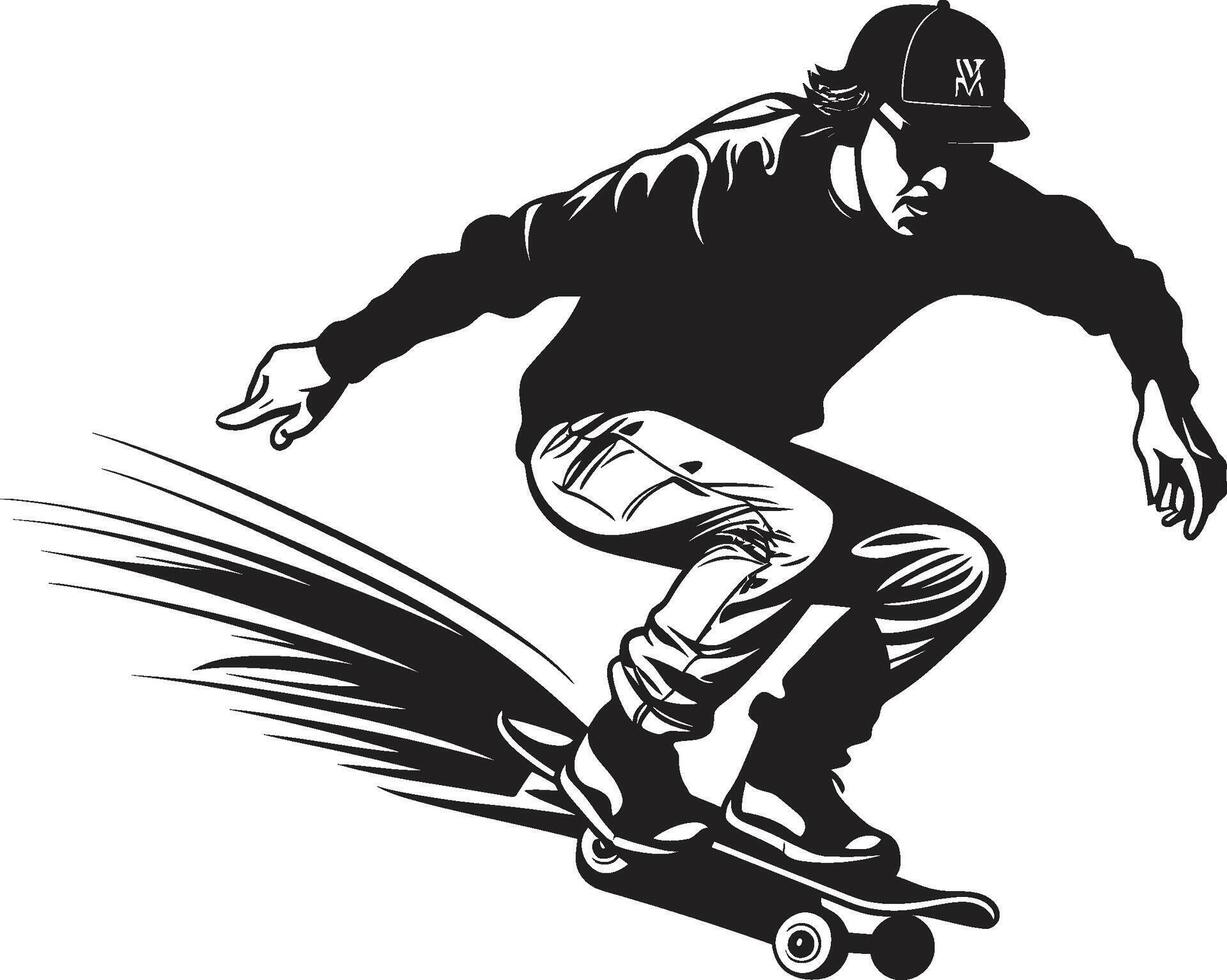 Skateboard Sonata Black Logo Design Capturing the Harmony of Riding Velocity Vanguard Iconic Vector of a Man on a Skateboard in Black