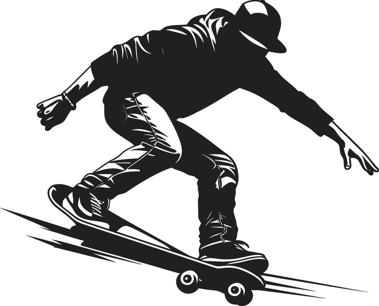 Velocity Vision Sleek Vector Icon of a Skateboarding Man in Black Skateboard Sensation Black Logo Design Evoking the Thrill of Riding