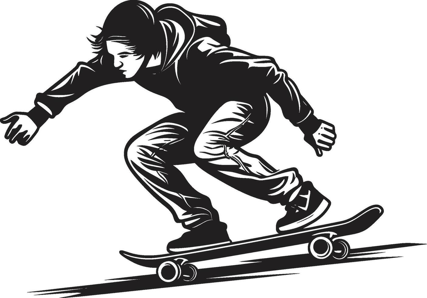 urbano elevación dinámica vector icono de un hombre en un patineta en negro emoción transformador negro logo diseño presentando un patinar hombre