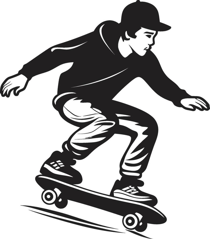 urbano elevación dinámica vector icono de un hombre en un patineta en negro emoción transformador negro logo diseño presentando un patinar hombre