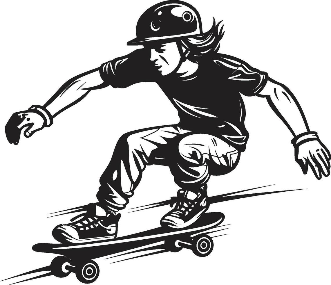 Urban Velocity Dynamic Vector Icon of a Man on a Skateboard in Black Street Stylist Edgy Black Logo Design with a Skateboarding Man Icon