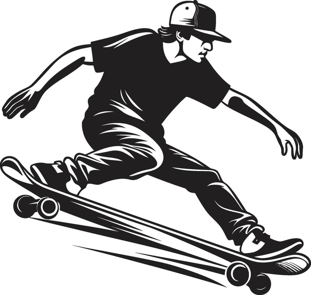 Skateboard Sonata Black Logo Design Capturing the Harmony of Riding Velocity Vanguard Iconic Vector of a Man on a Skateboard in Black