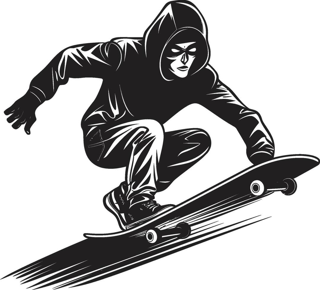 Skateboard Synchrony Black Logo Design Capturing the Harmony of Riding City Slider Vector Symbol of a Man on a Skateboard in Sleek Black