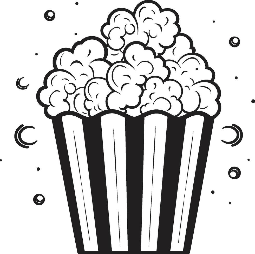 Popping Perfection Vector Black Logo Design for Irresistible Popcorn Cinematic Crunch Iconic Popcorn Symbol in Sleek Black Logo