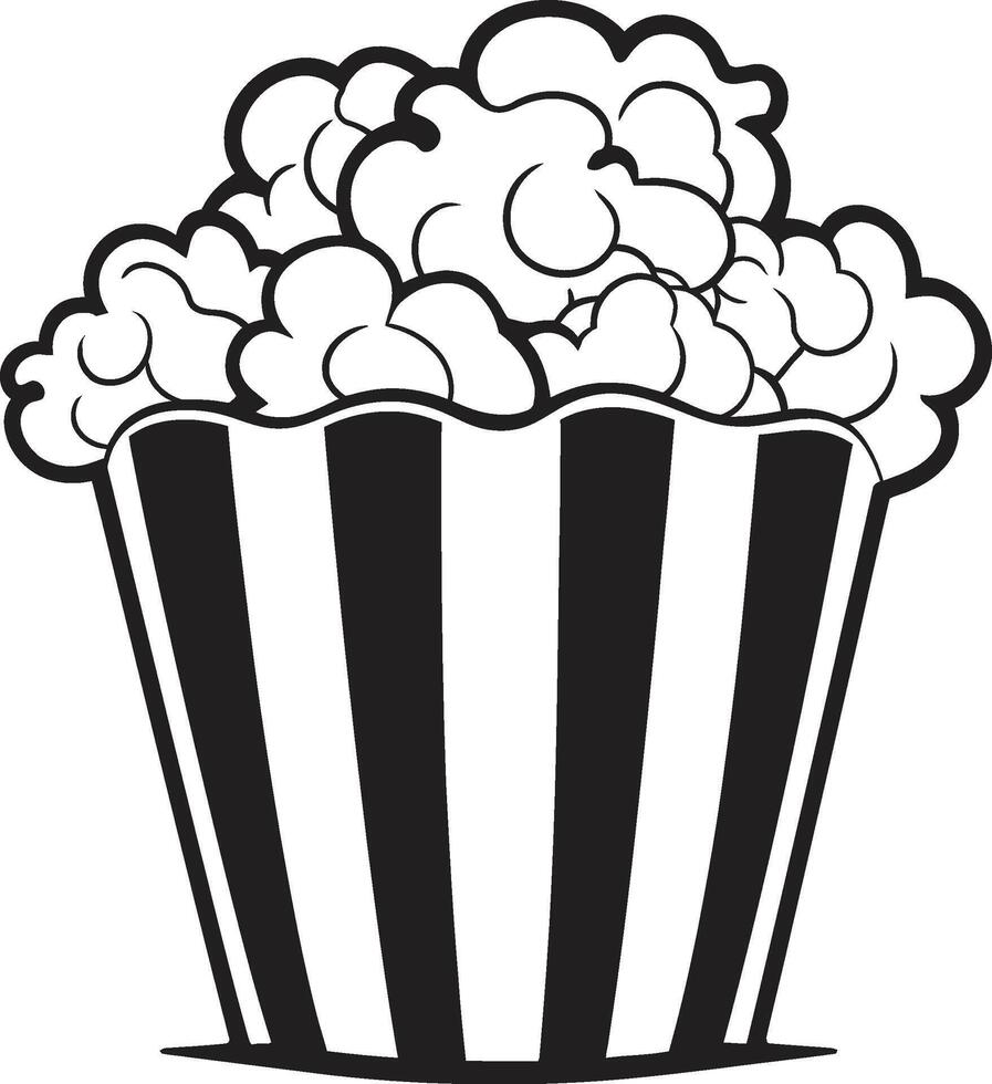 Gourmet Gala Vector Black Symbol for the Ultimate Popcorn Experience Popcorn Prestige Elegant Black Logo Design for Refined Snacking
