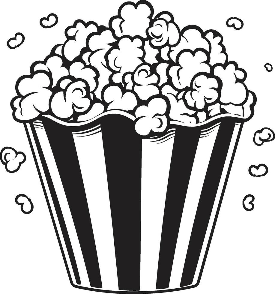 Popped Perfection Vector Black Icon Celebrating the Art of Popcorn Snack Symphony Elegant Black Logo Design with Iconic Popcorn