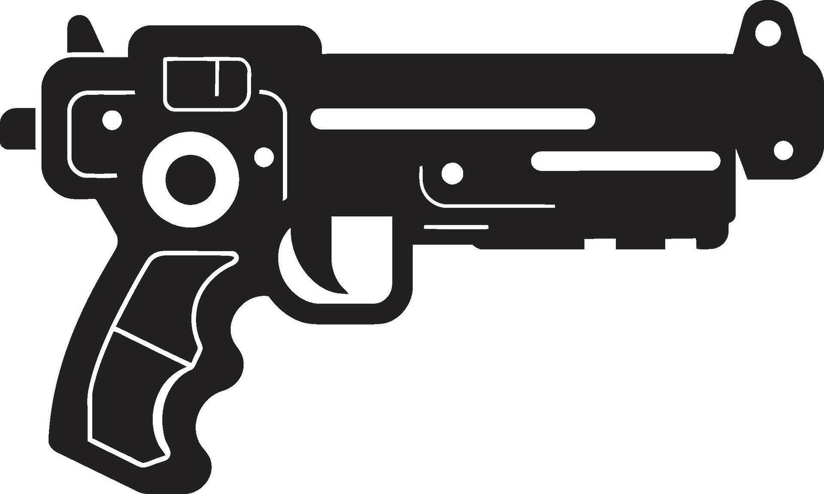 Plastic Battle Gear Vector Symbol of a Toy Gun in Black Playtime Peacekeeper Dynamic Black Icon with Toy Gun Logo Design