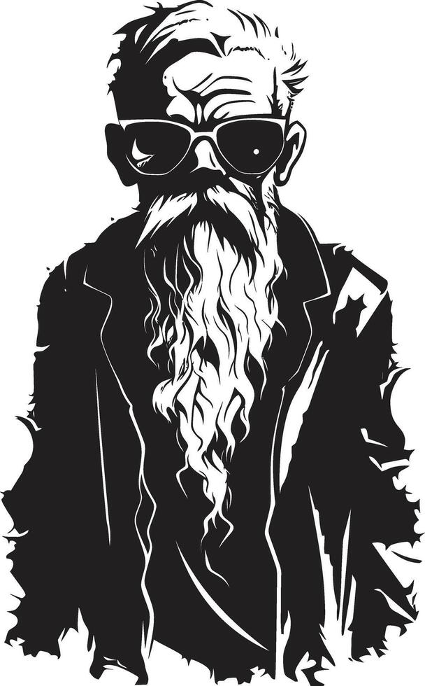 Spectral Sire Dynamic Black Logo Featuring a Frightening Zombie Man Icon Creepy Cadaver Black Symbol Signifying the Horror of an Elderly Zombie vector