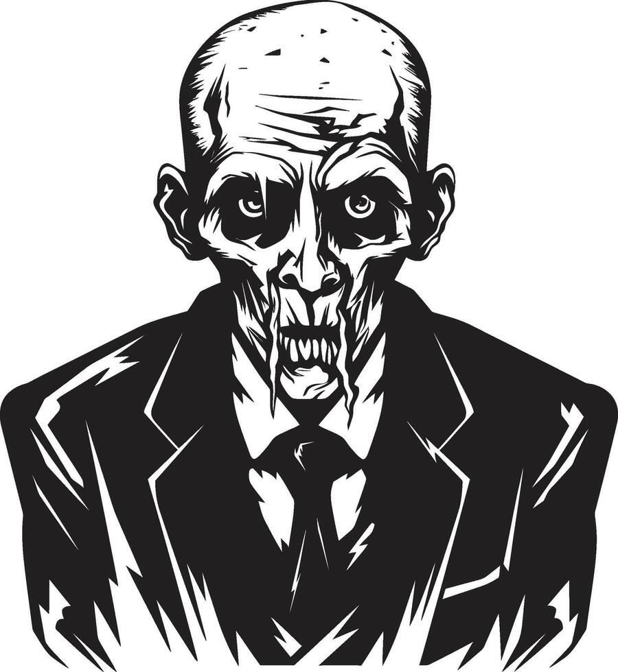 cadavérico rostro icónico vector símbolo capturar el horror de un de miedo zombi macabro maestro dinámica negro logo diseño presentando un aterrador antiguo zombi