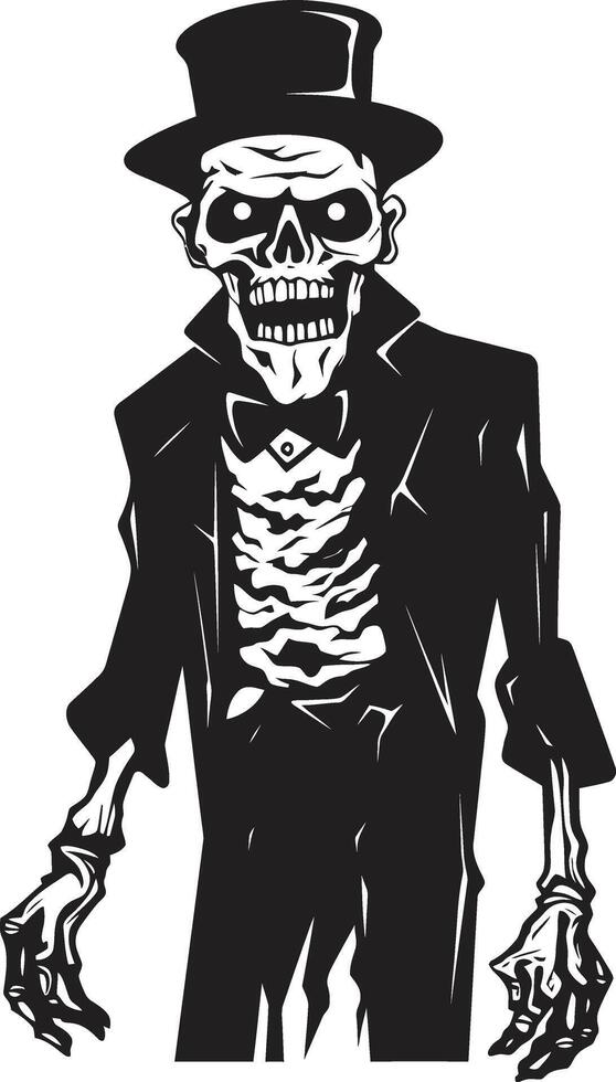 Spectral Sire Edgy Vector Icon of an Elderly Zombie in Black Creepy Corporeal Black Logo Design Featuring a Scary Zombie Man