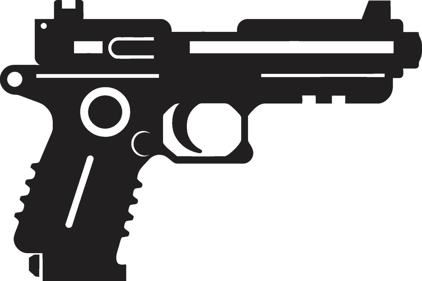 Miniature Militia Vector Symbol of a Toy Gun Weapon in Black Nerf Warfare Dynamic Black Icon featuring a Toy Gun Logo Design