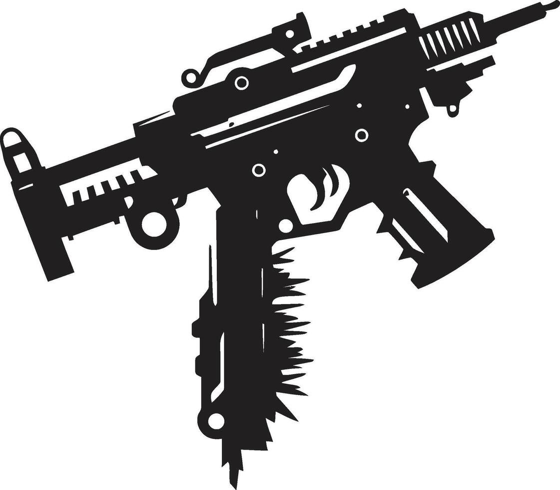 Lilliputian Arsenal Sleek Vector Design of a Toy Gun in Black Toy Trooper Iconic Black Logo with Toy Gun Weapon Symbol