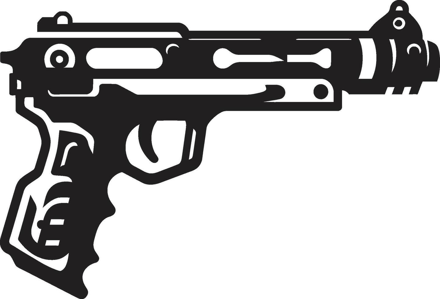 Plastic Peacekeeper Iconic Black Logo featuring Toy Gun Weapon Foam Fueled Fantasy Vector Symbol of a Toy Gun in Black