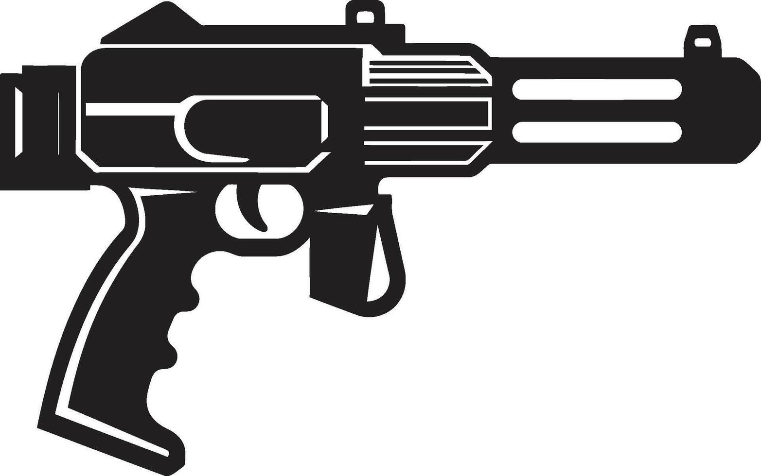 Nerf Ninja Iconic Black Logo Design with Toy Gun Weapon Make Believe Marksman Vector Symbol Signifying a Toy Gun in Black