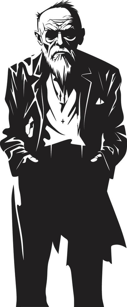 Macabre Maestro Sleek Vector Symbol Capturing the Frightening Terror of a Zombie in Black Creepy Corporeal Iconic Black Logo Design Signifying the Horror of a Scary Old Zombie