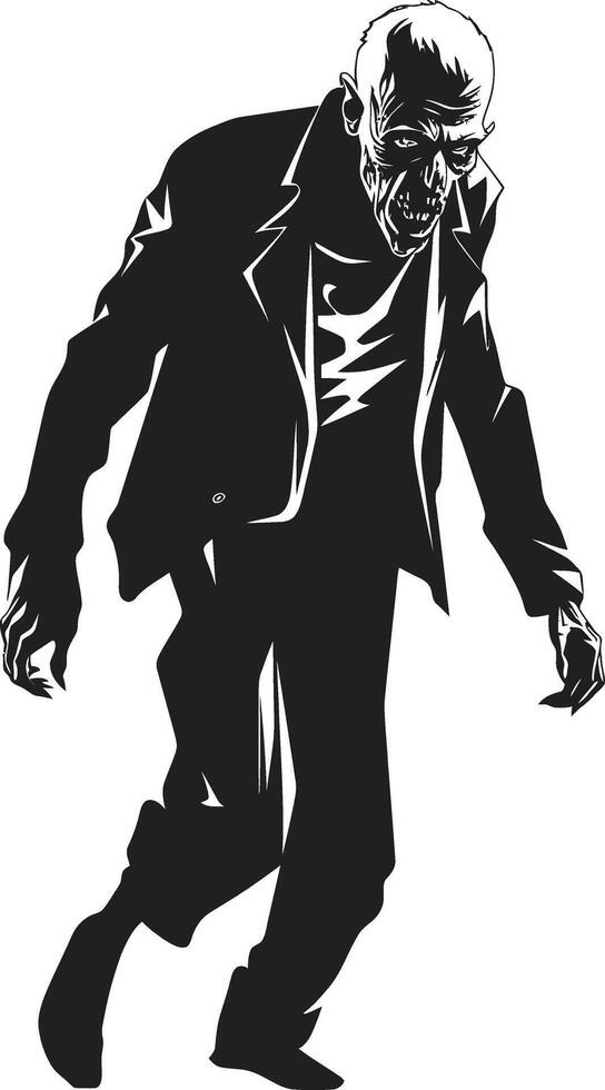 Macabre Maestro Black Logo Design Signifying the Frightening Horror of an Elderly Man Creepy Corporeal Iconic Vector Symbol Capturing the Horror of a Scary Old Zombie in Black